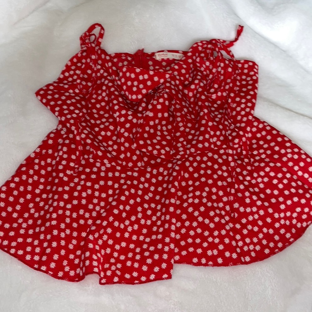 ROMWE red floral crop blouse tank